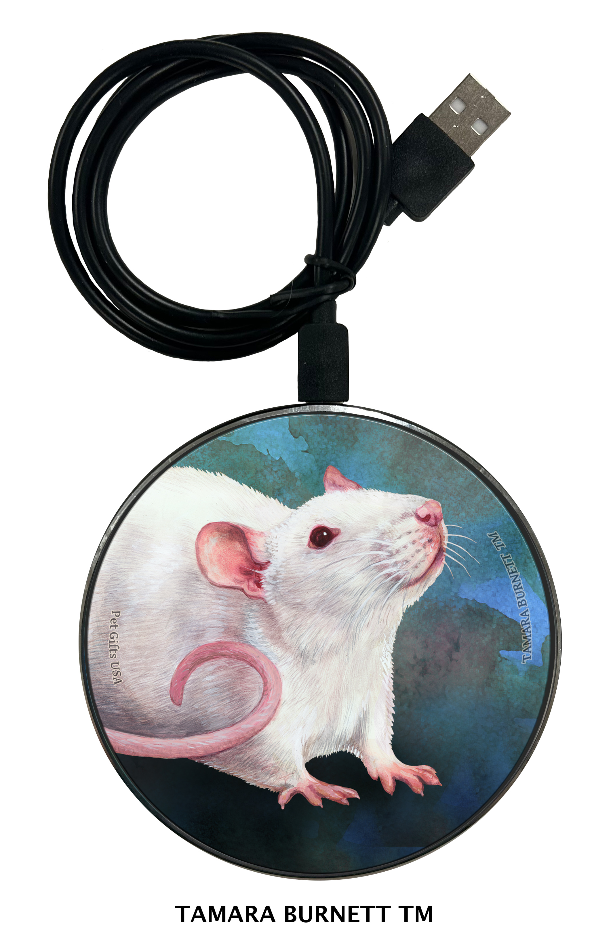An image of product 29461 - Rat White - Zoomies Phone Charger